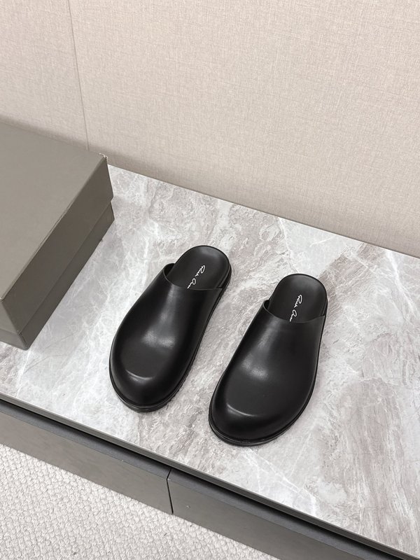 Rick Owens 레이스업 슬리퍼 스웨이드 블랙 001-287023