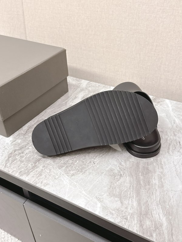 Rick Owens 레이스업 슬리퍼 스웨이드 블랙 001-287023