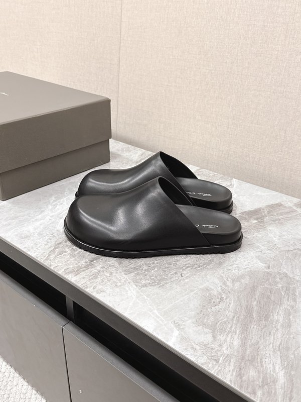 Rick Owens 레이스업 슬리퍼 스웨이드 블랙 001-287023