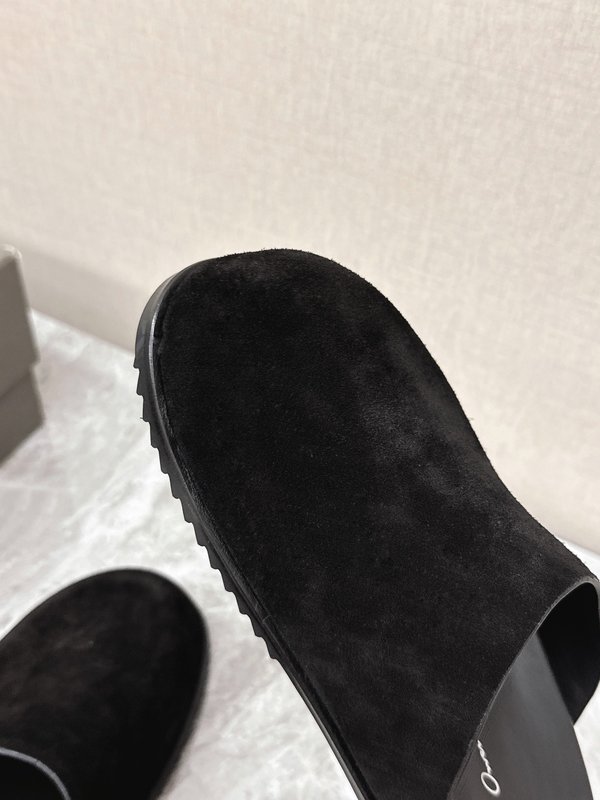 Rick Owens 스트랩 슬리퍼 블랙 스웨이드 001-287024