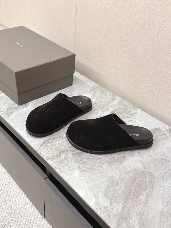 Rick Owens 스트랩 슬리퍼 블랙 스웨이드 001-287024