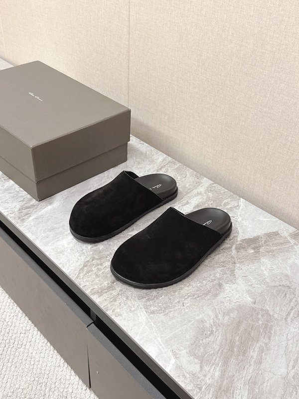 Rick Owens 스트랩 슬리퍼 블랙 스웨이드 001-287024