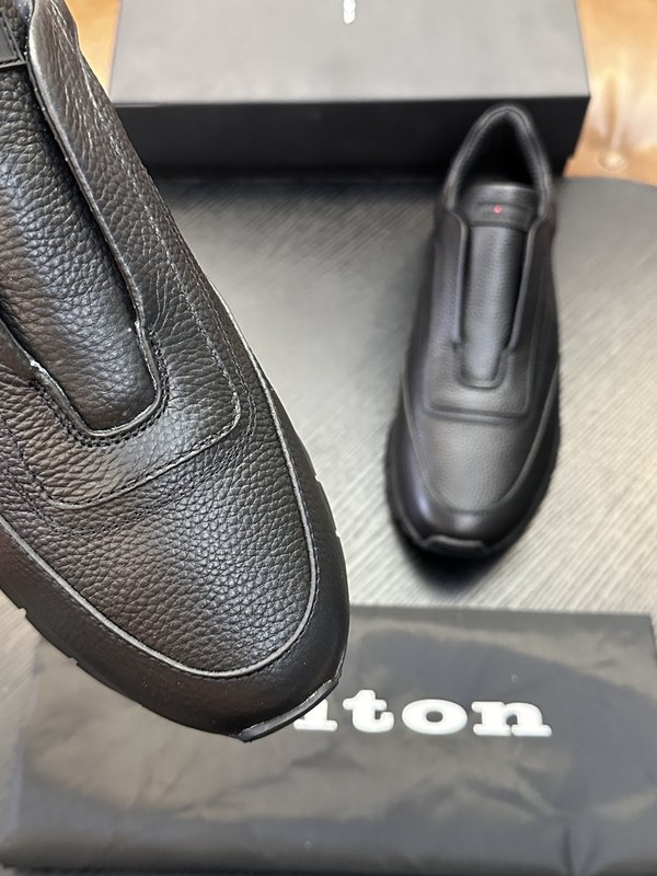 Kiton 남성 송아지가죽 운동화 001-287117