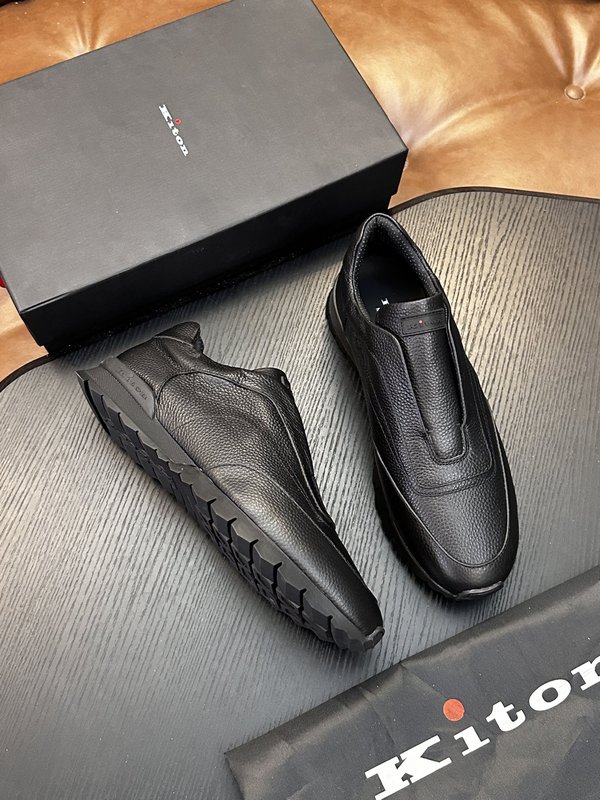 Kiton 남성 송아지가죽 운동화 001-287117