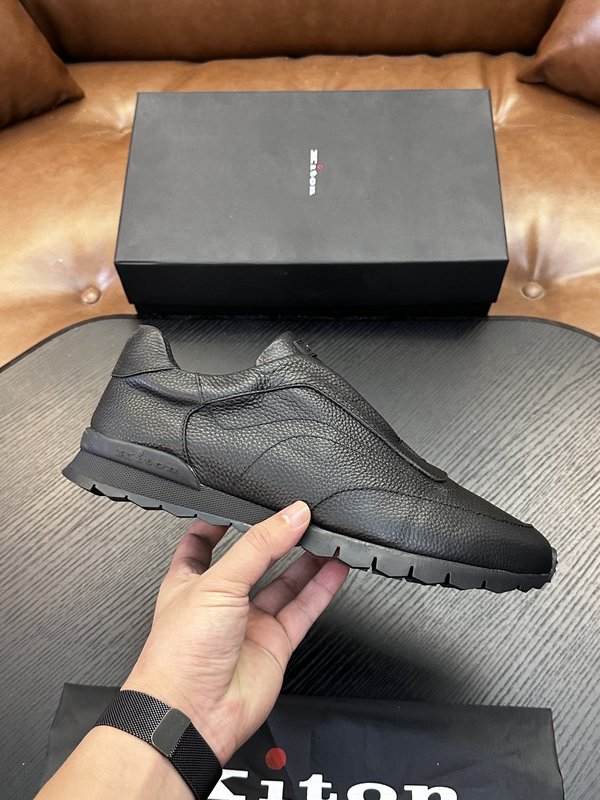 Kiton 남성 송아지가죽 운동화 001-287117