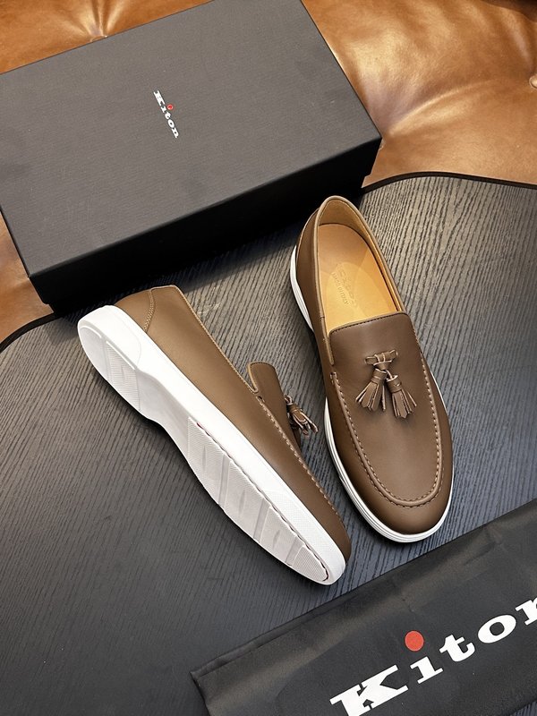 Kiton 남성 송아지 가죽 운동화 001-287140