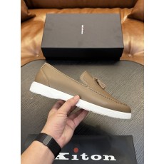 Kiton 남성 송아지 가죽 운동화 001-287140