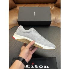 Kiton 남성 송아지 가죽 운동화 001-287152